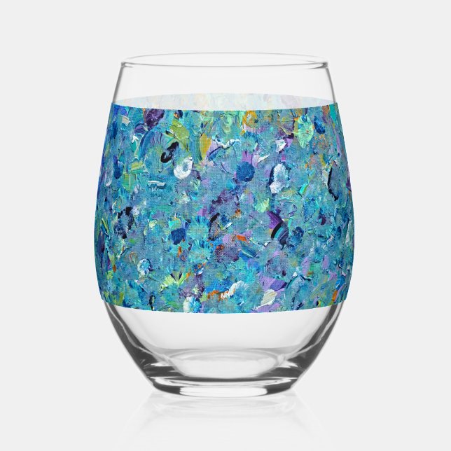 Santorini Seaglass  Stemless Wine Glass (Front)