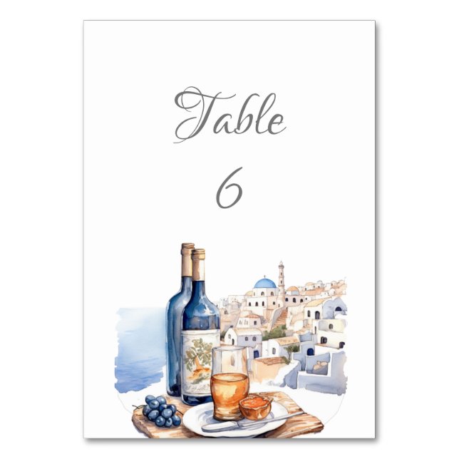 Santorini Skyline Table Number (Back)