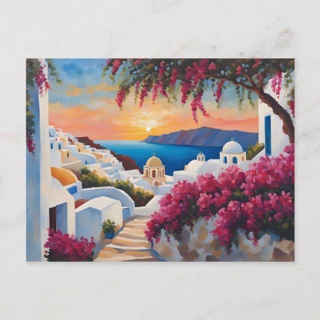 Santorini Sunset Bliss Postcard (Front)