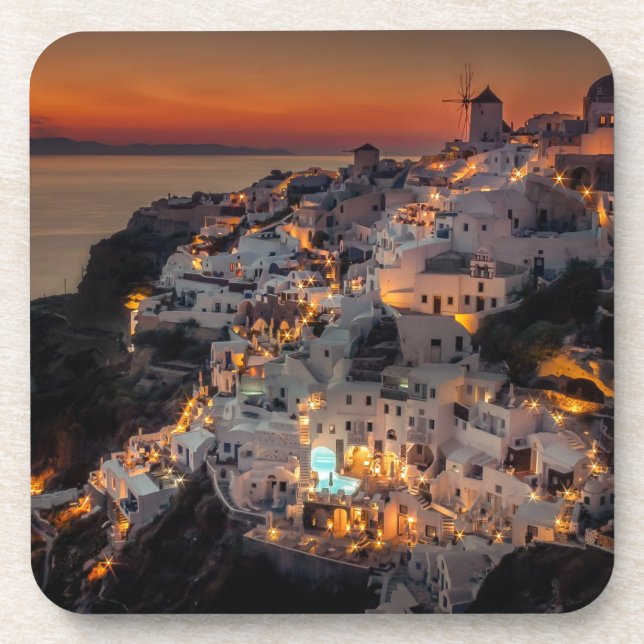 Santorini Sunset, Greece Coaster (Front)