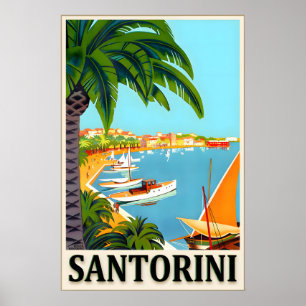 Santorini Thera Aegean Mediterranean Sea Travel Poster