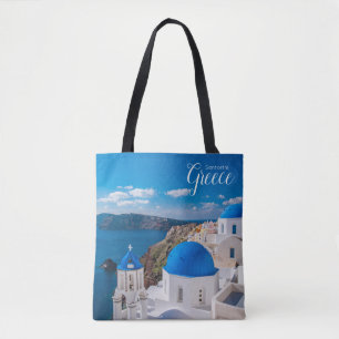 Santorini Tote Greece Themed Bag Souvenir