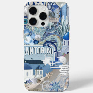 Santorini Travel Greece Coastal Blue Collage iPhone 15 Pro Max Case