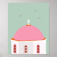 Santorini Travel Greece Pink And Green