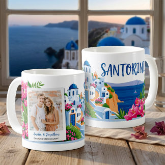Santorini Travel Photo & Name Personalized Gift Coffee Mug