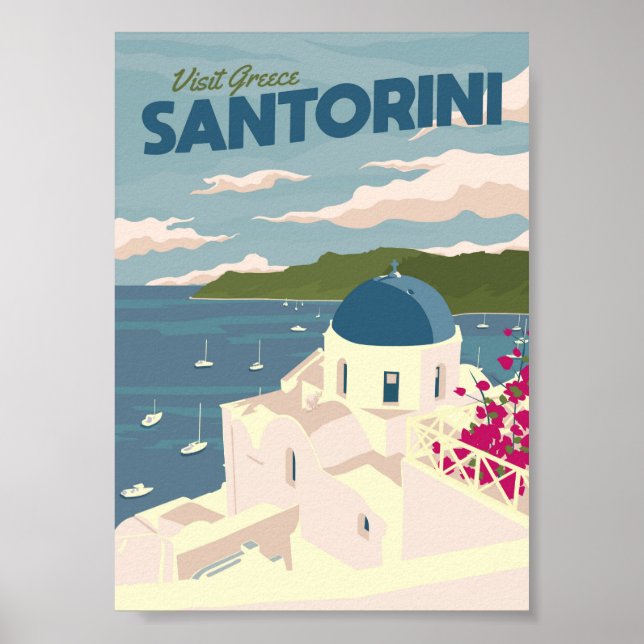 Santorini - Vintage Travel Poster (Front)