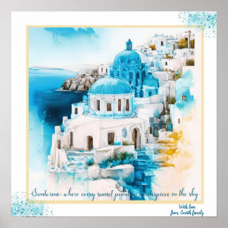 Santorini wall art. Greek poster. Housewarming Poster