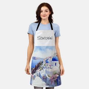 Santorini Watercolor Apron