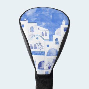 Santorini Watercolor Art Golf Head Cover