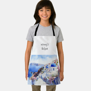 Santorini Watercolor mommy's helper Apron