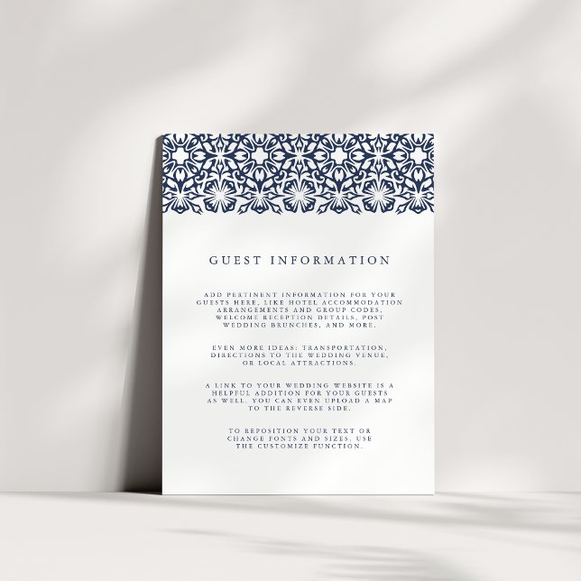 Santorini Wedding Details Enclosure Card | Navy (Creator Uploaded)