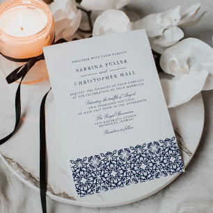 Santorini Wedding Invitation   Navy