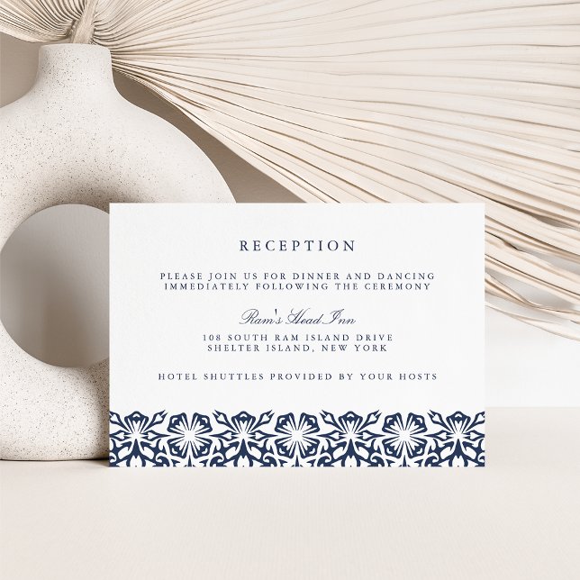 Santorini Wedding Reception Card | Navy (Creator Uploaded)