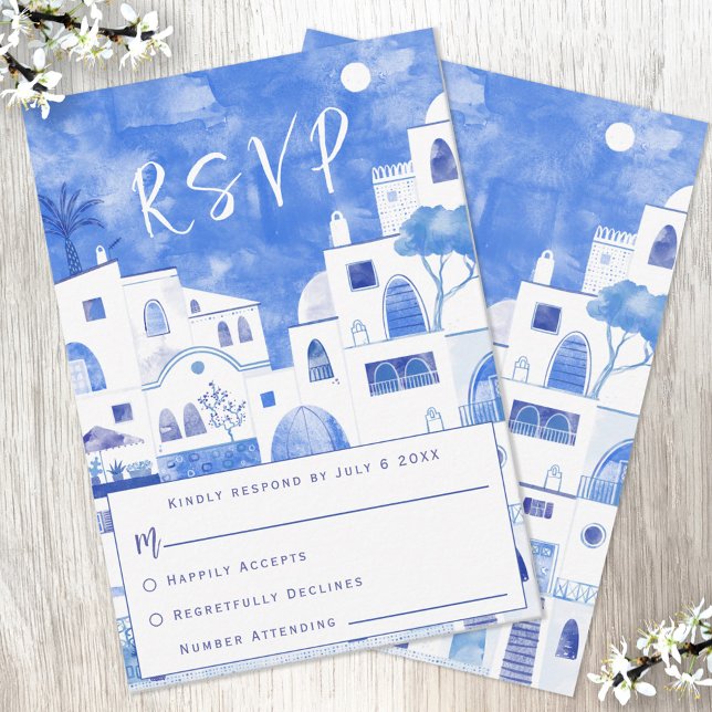 Santorini Wedding RSVP Card (Creator Uploaded)