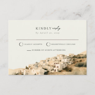 Santorini Whitewashed Village Mail Back RSVP Card
