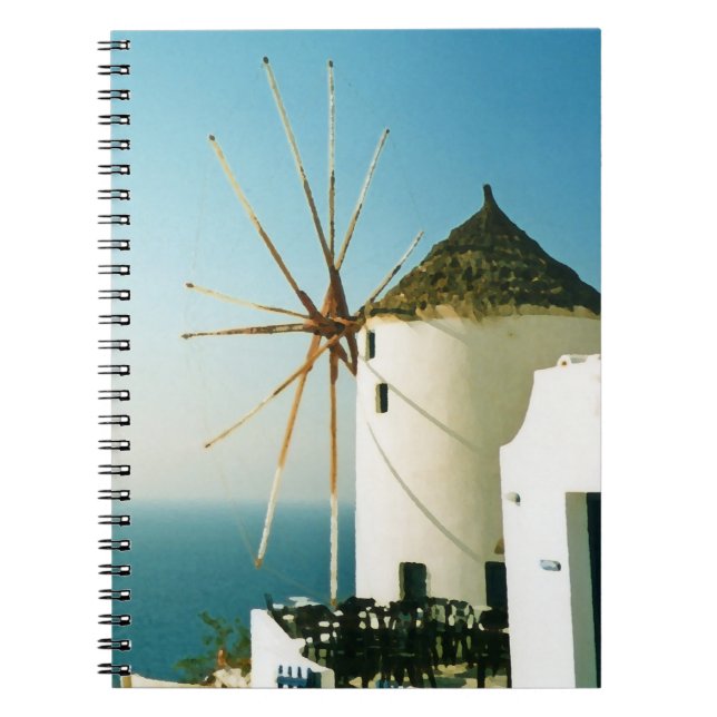 Santorini windmill, Greece Notebook (Front)