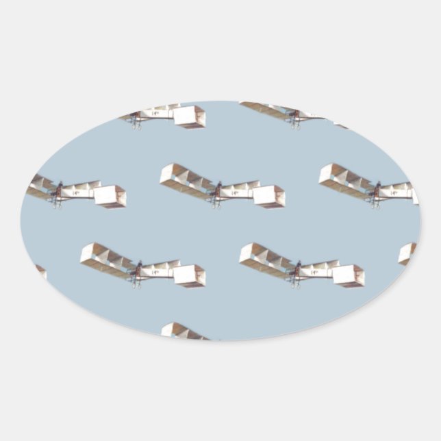 Santos-Dumont 14-Bis Airplane Oval Sticker (Front)
