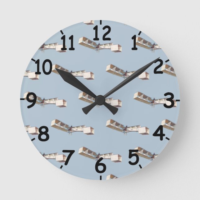 Santos-Dumont 14-Bis Airplane Round Clock (Front)