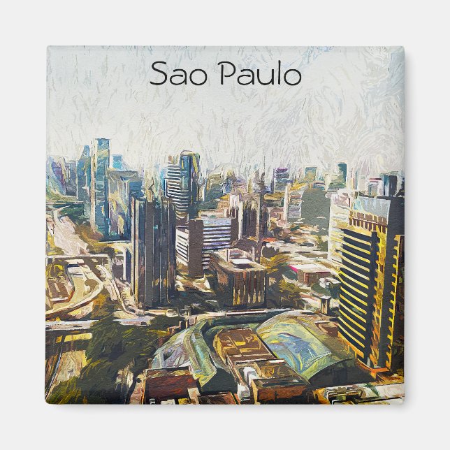 Sao Paulo Brazil Cityscape Painting  Magnet (Front)