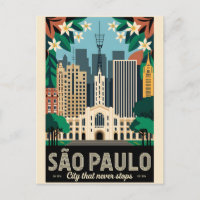 São Paulo Brazil Retro Travel Poster Art