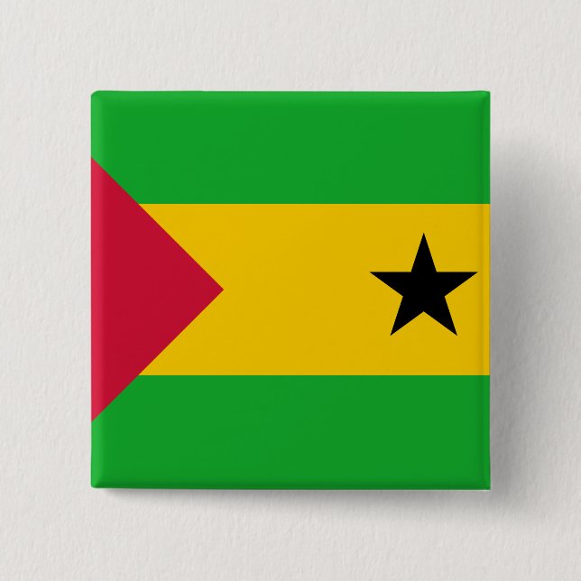 Sao Tome and Principe Flag 2 Inch Square Button (Front)