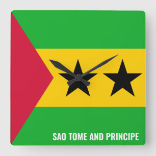 Sao Tome and Principe Flag Dazzling Patriotic Square Wall Clock