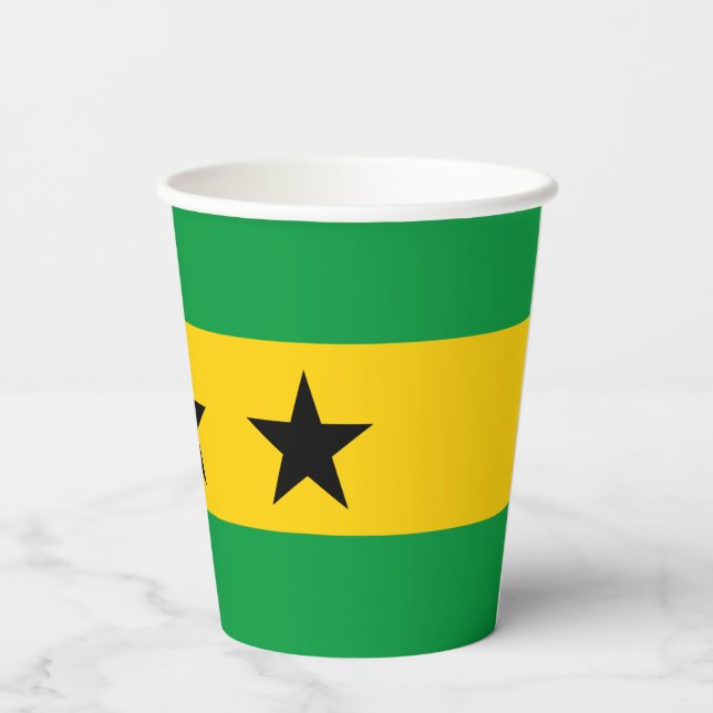 Sao Tome and Principe Flag Paper Cups (Back)