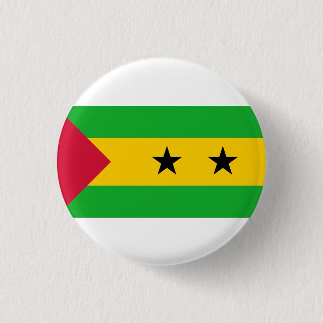 São Toméan Flag, Flag of São Tomé and Príncipe 1 Inch Round Button (Front)