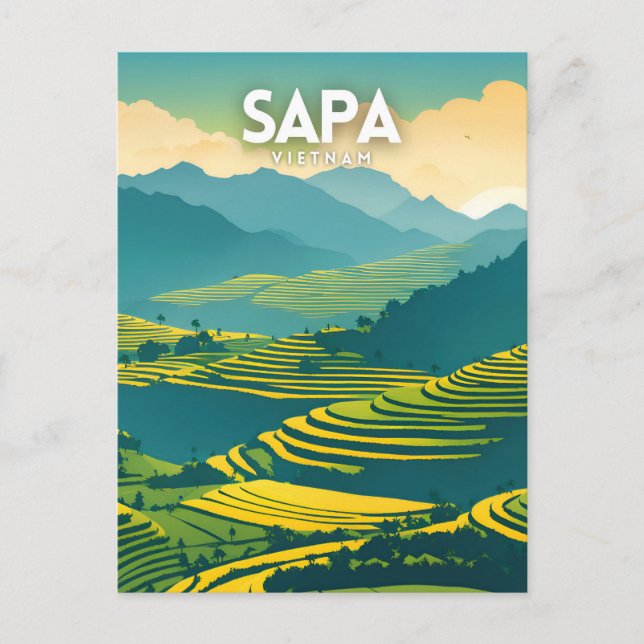 Sapa Vietnam illustration Poster Postcard (Front)