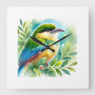 Sapayoa bird 110924AREF124 - Watercolor Square Wall Clock