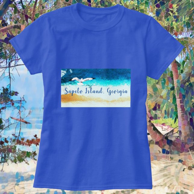 Sapelo Island GA Seashore and Seagull T-Shirt (Creator Uploaded)
