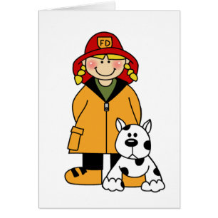 Sapeur-pompier de fille avec Dalmation