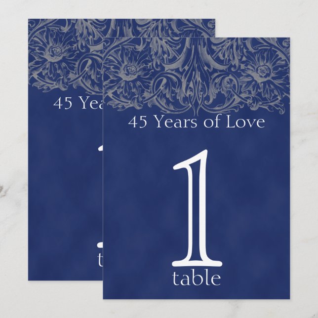 Saphir et Argent Numéro de Table du 45e Anniversai (Devant / Derrière)