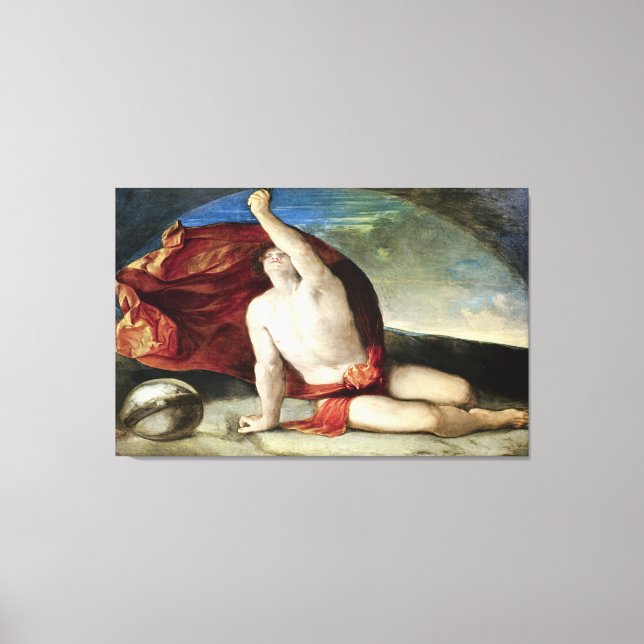 Sapiente con Compasso e Globo Fine Art Canvas  Print (Front)