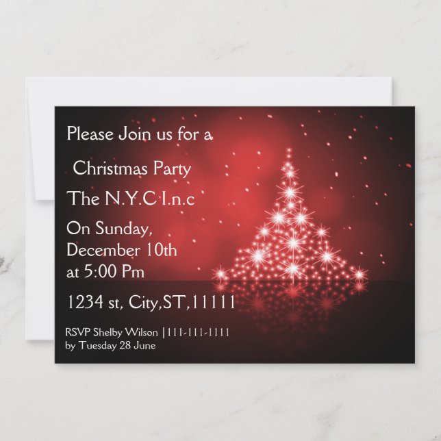 sapin de Noël étincelant Fête de fêtes Invitation (Devant)
