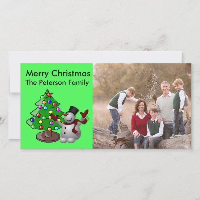Sapin de Noël joyeux et carte photo de bonhomme de (Devant)
