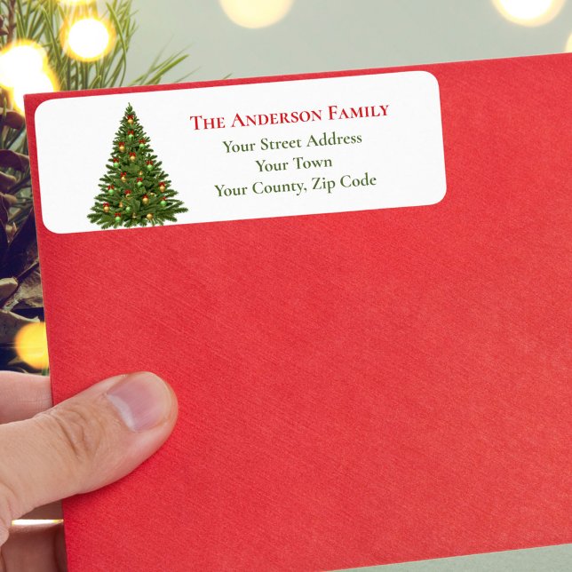 Sapin de Noël traditionnel vert rubans rouges Nom (Créateur téléchargé)