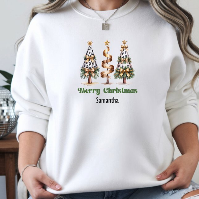 Sapins de Noël Léopard Chic cadeau pour elle sweat (Classy Leopard Christmas Trees gift for her hoodie)