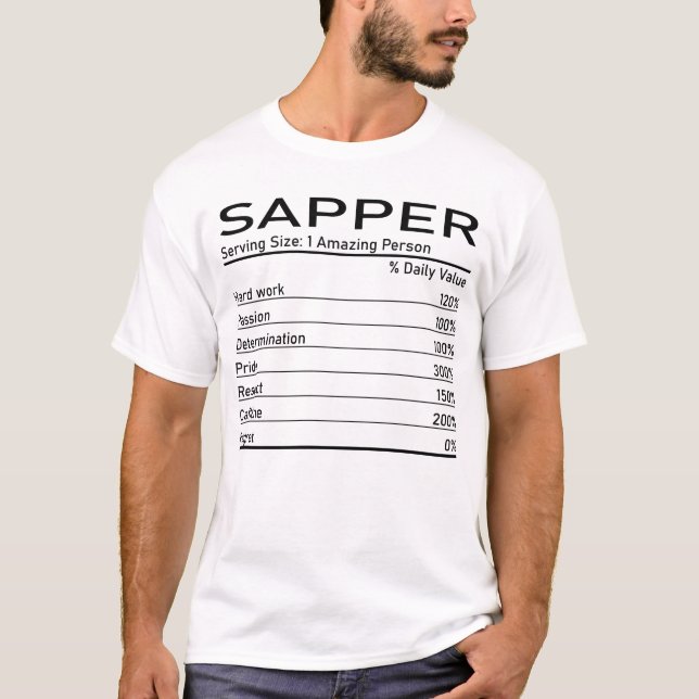 Sapper Amazing Person Nutrition Facts T-Shirt (Front)
