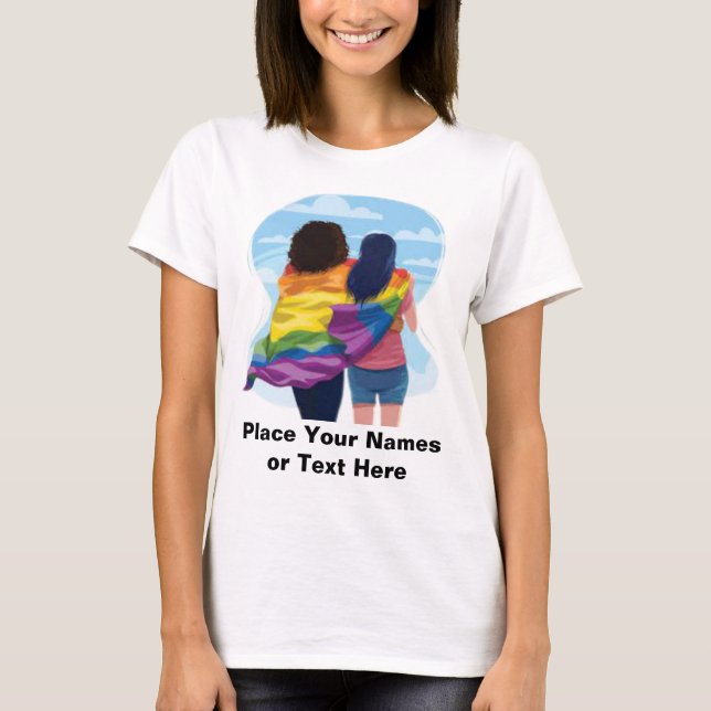 Sapphic Friendship / Girlfriend Personalized Pride T-Shirt (Front)