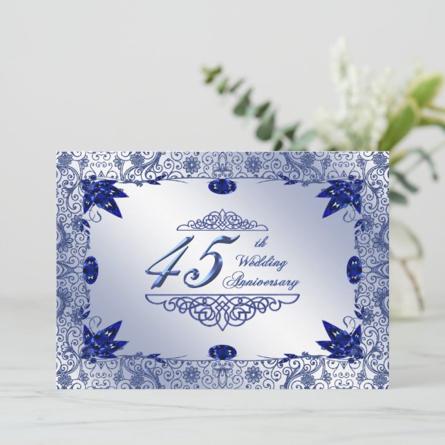 Sapphire 45e anniversaire Mariage Invitation 5x7 (Debout devant)
