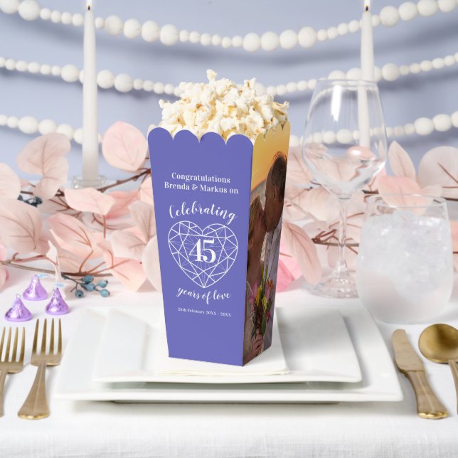 Sapphire 45th wedding anniversary now then photos favor box (Wedding)