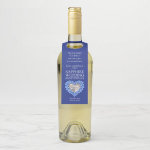 Sapphire 45th wedding Anniversary photo heart Bottle Tag