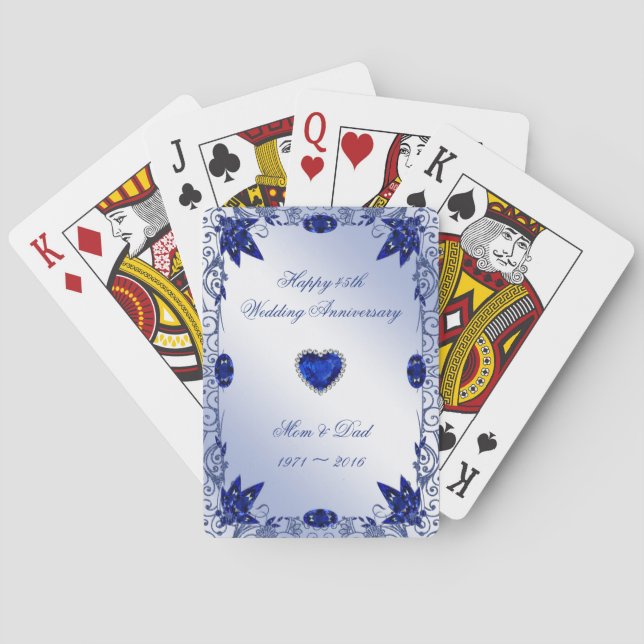 Sapphire 45th Wedding Anniversary Playing Cards (Back)
