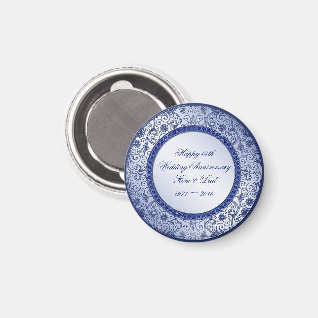 Sapphire 45th Wedding Anniversary Round Magnet (Front/Back)