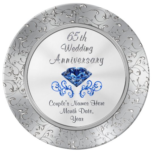 Sapphire 65th Wedding Anniversary Gift Personalize Plate | Zazzle.ca