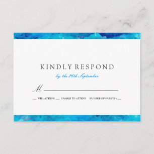 Sapphire Abstract Watercolor Wedding RSVP Card