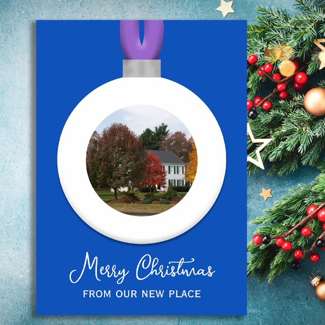 Sapphire Address Change Christmas Photo Ornament  Holiday Card (Creator Uploaded)