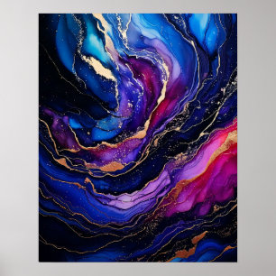 Sapphire Amethyst Alcohol Ink  Poster