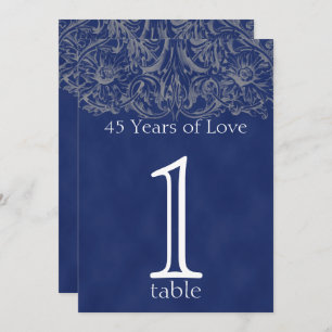 Sapphire and Silver 45th Anniversary Table Number